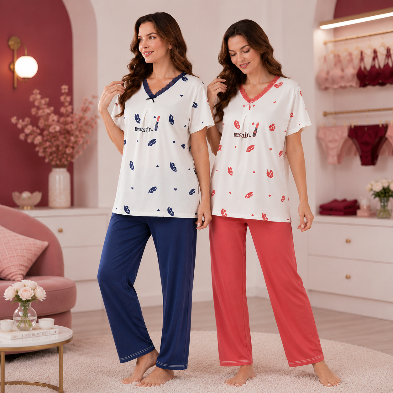 Women’s Printed Pajama Set
