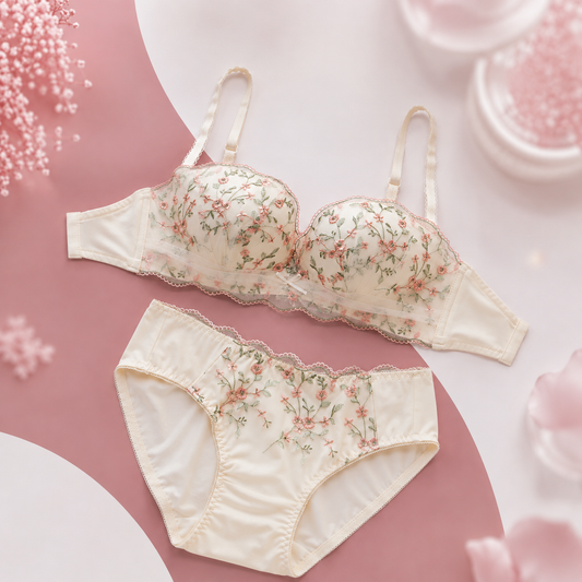 Floral Embroidered Lingerie Set